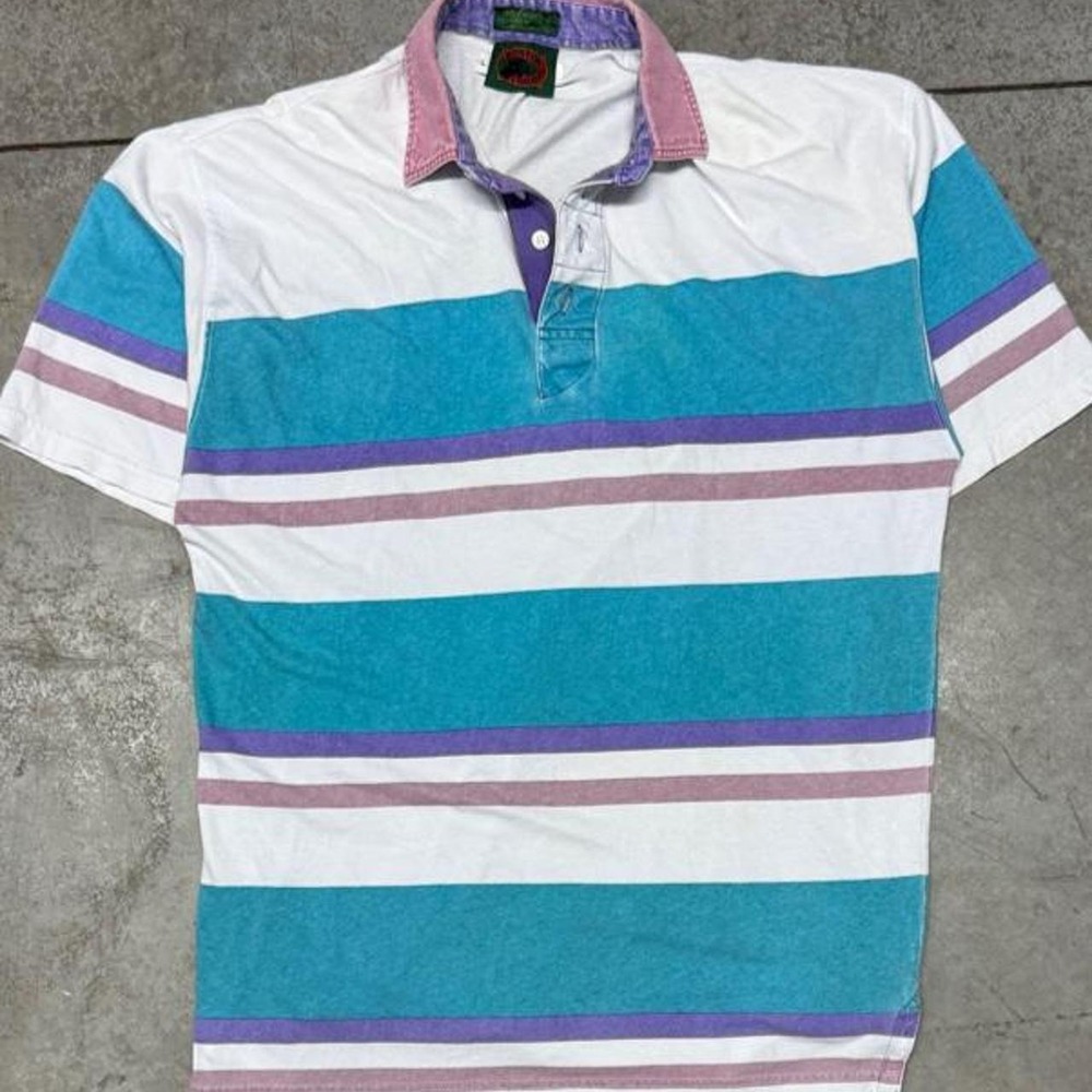 Vintage 90s Boston Traders Striped Men's Golf Polo Sz Large